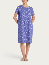 Camicia da notte aperta con arricciatura in Jersey di cotone 54-60 Blu Donna - Ragno