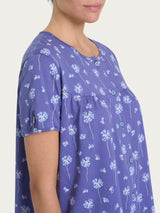 Camicia da notte aperta con arricciatura in Jersey di cotone 54-60 Blu Donna - Ragno