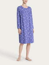 Camicia da notte aperta con soffioni in Jersey di cotone 40-52 Blu Donna - Ragno