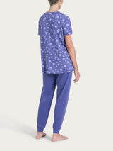 Pigiama a serafino con arricciatura in Jersey di cotone 40-52 Blu Donna - Ragno