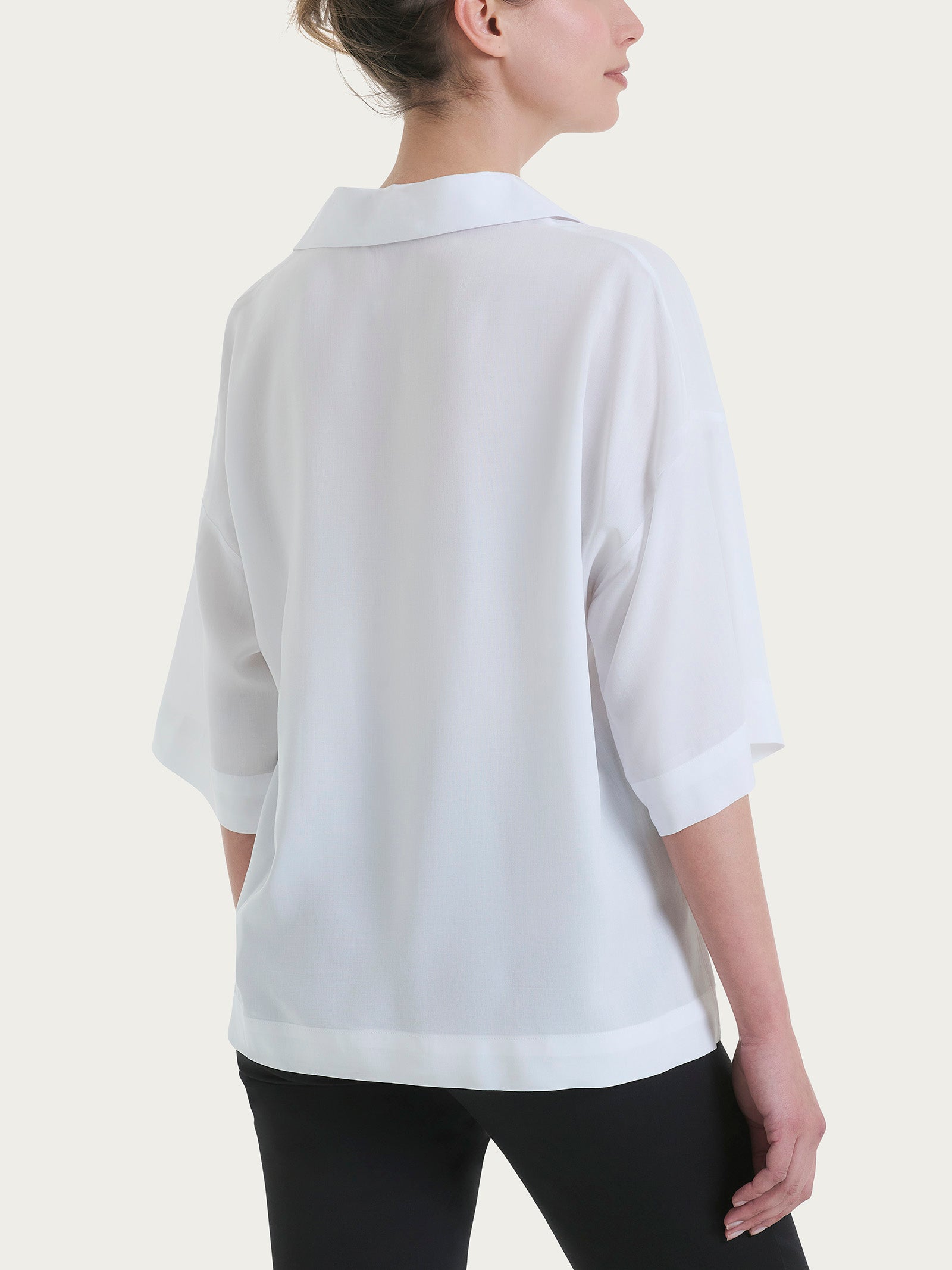 Blusa con colletto polo in EcoSeta Bianchi Donna - Ragno