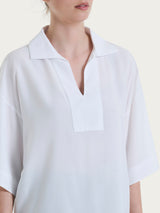 Blusa con colletto polo in Voile di Viscosa Satin Bianchi Donna - Ragno