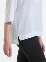 Blusa con colletto polo in EcoSeta Bianchi Donna - Ragno