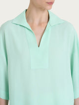 Blusa con colletto polo in EcoSeta Verdi Donna - Ragno