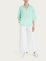 Blusa con colletto polo in EcoSeta Verdi Donna - Ragno