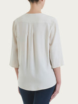 Blusa con scollo a V e manica 3/4 in Voile di Viscosa Satin Bianchi Donna - Ragno