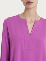 Blusa con scollo a V e manica 3/4 in Ecoseta Viola Donna - Ragno