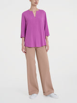 Blusa con scollo a V e manica 3/4 in Ecoseta Viola Donna - Ragno