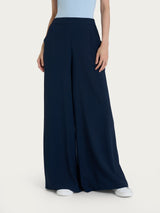 Pantalone a palazzo con tasche in Ecoseta Blu Donna - Ragno