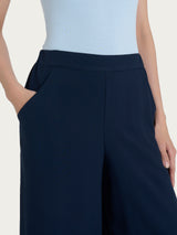 Pantalone a palazzo con tasche in Ecoseta Blu Donna - Ragno