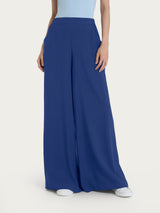 Pantalone a palazzo con tasche in Ecoseta Blu Donna - Ragno