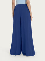 Pantalone a palazzo con tasche in Ecoseta Blu Donna - Ragno