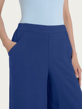 Pantalone a palazzo con tasche in Ecoseta Blu Donna - Ragno