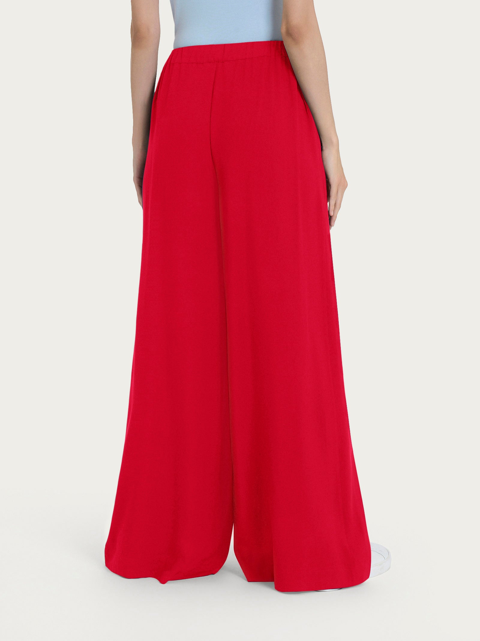 Pantalone a palazzo con tasche in Ecoseta Rossi Donna - Ragno