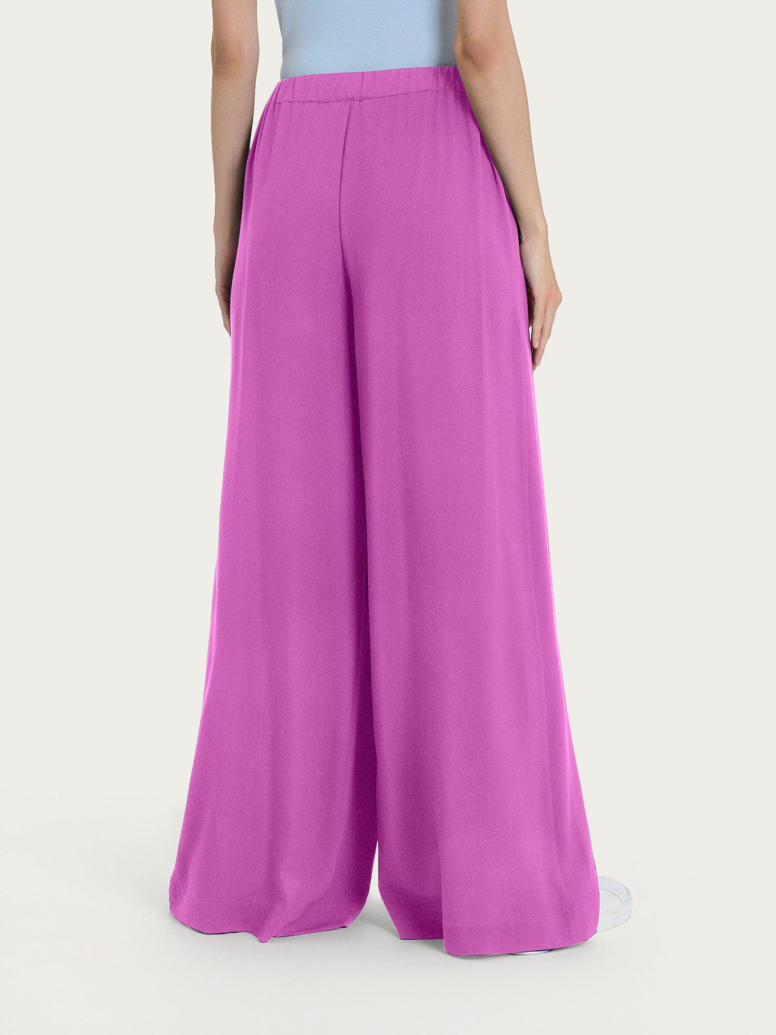 Pantalone a palazzo con tasche in Ecoseta Viola Donna - Ragno