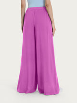 Pantalone a palazzo con tasche in Ecoseta Viola Donna - Ragno