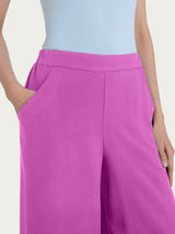 Pantalone a palazzo con tasche in Ecoseta Viola Donna - Ragno