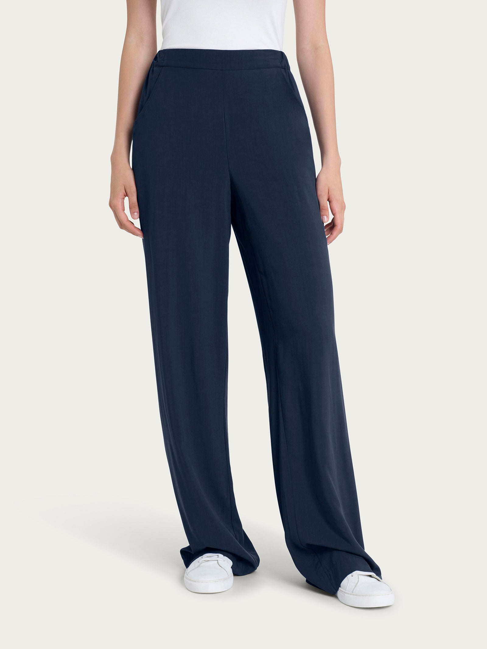 Pantalone ampio con tasche in Ecoseta Blu Donna - Ragno