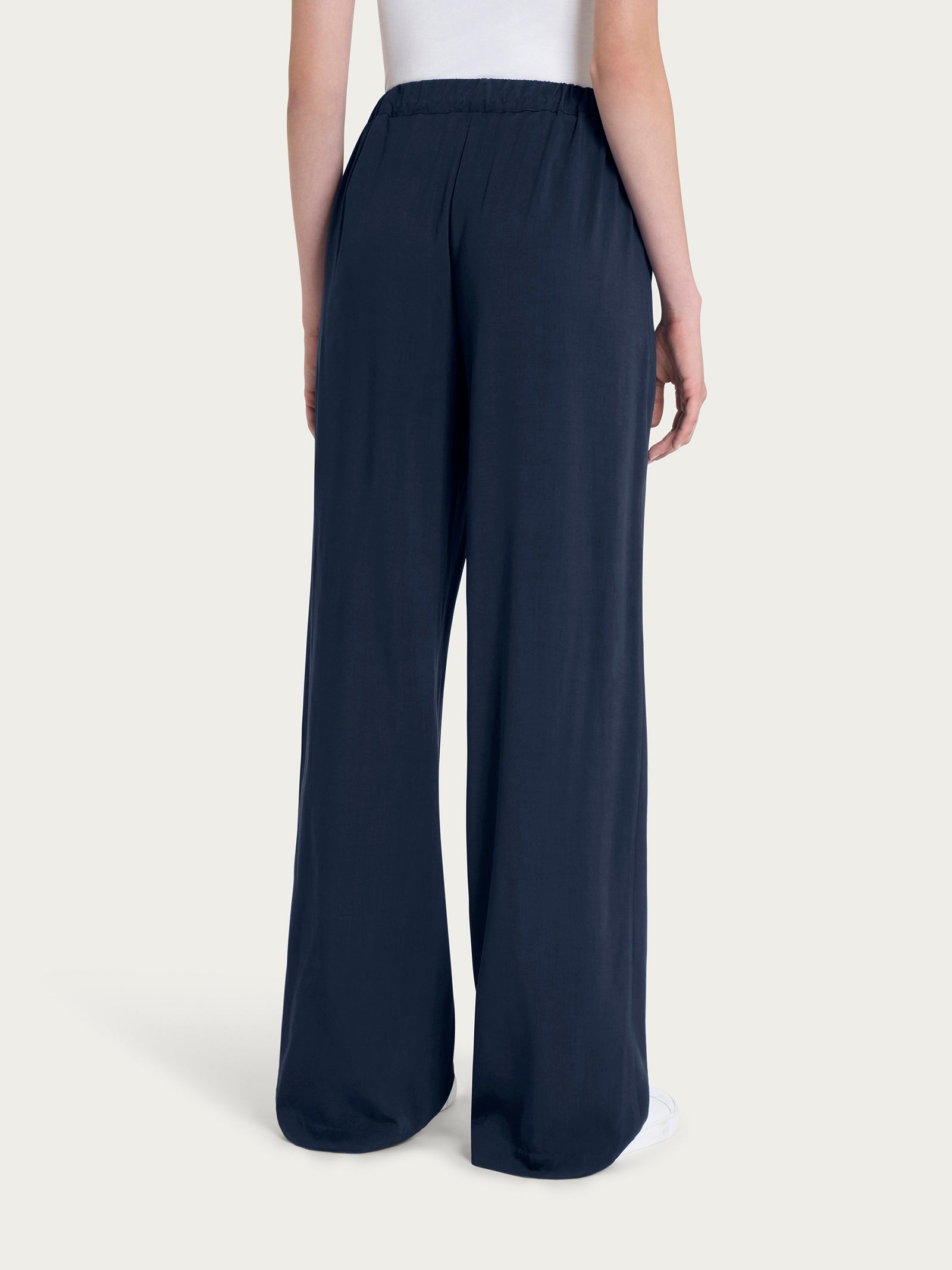 Pantalone ampio con tasche in Ecoseta Blu Donna - Ragno