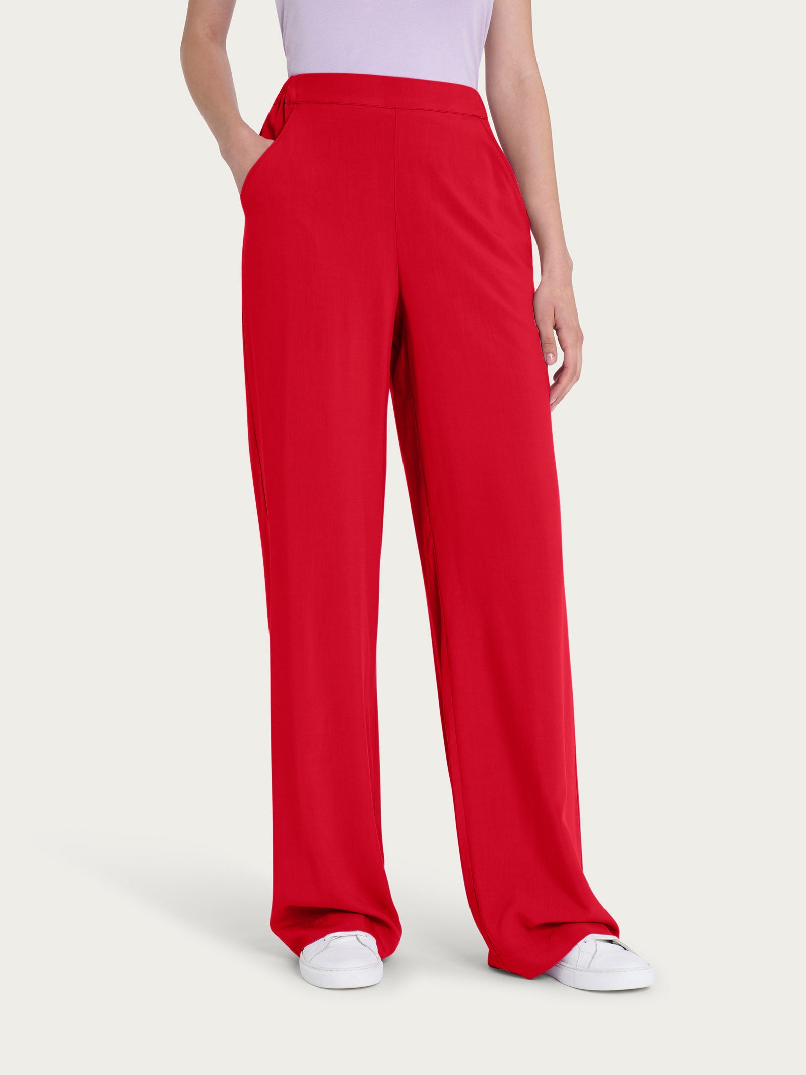 Pantalone ampio con tasche in Ecoseta Rossi Donna - Ragno