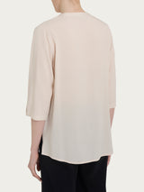 Blusa con collo alla coreana e manica 3/4 in Ecoseta Bianchi Donna - Ragno