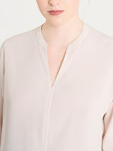 Blusa con collo alla coreana e manica risvoltabile in Ecoseta Bianchi Donna - Ragno