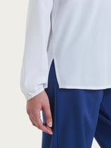 Blusa con collo alla coreana e manica lunga in Ecoseta Bianchi Donna - Ragno