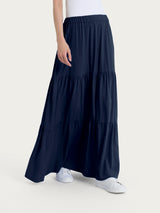 Gonna lunga tinta unita in Ecoseta Blu Donna - Ragno