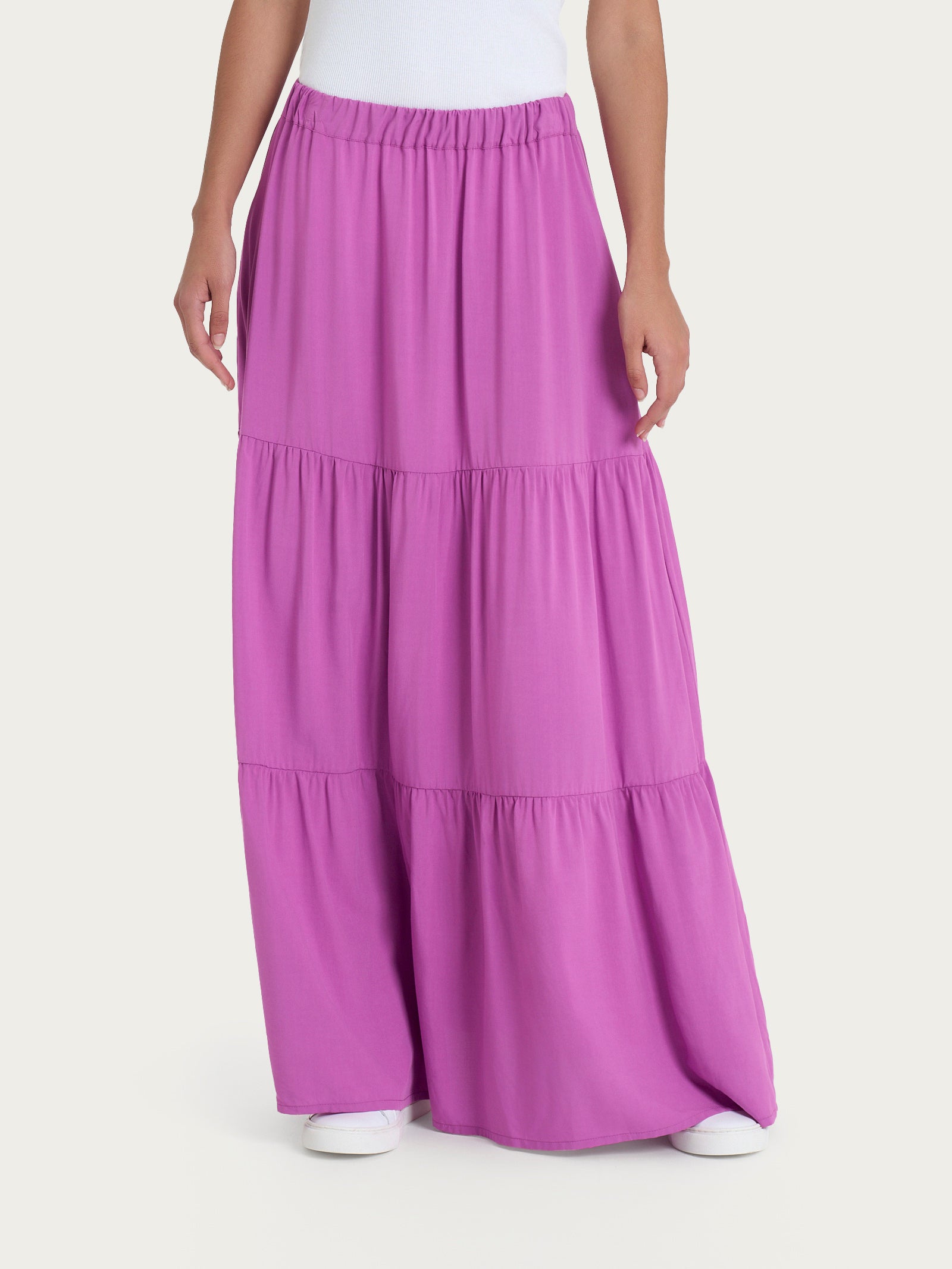 Gonna lunga tinta unita in Ecoseta Viola Donna - Ragno