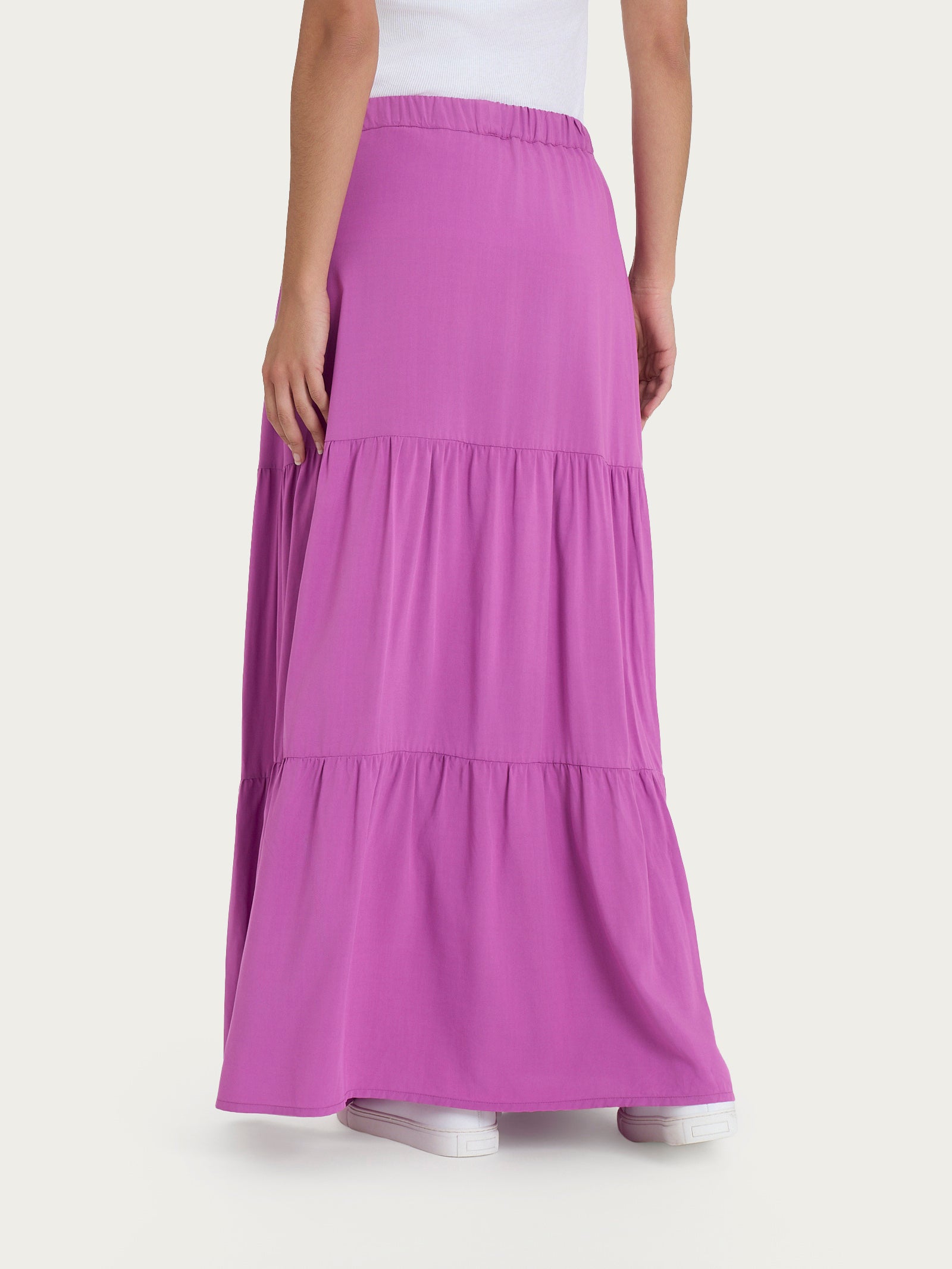Gonna lunga tinta unita in Ecoseta Viola Donna - Ragno