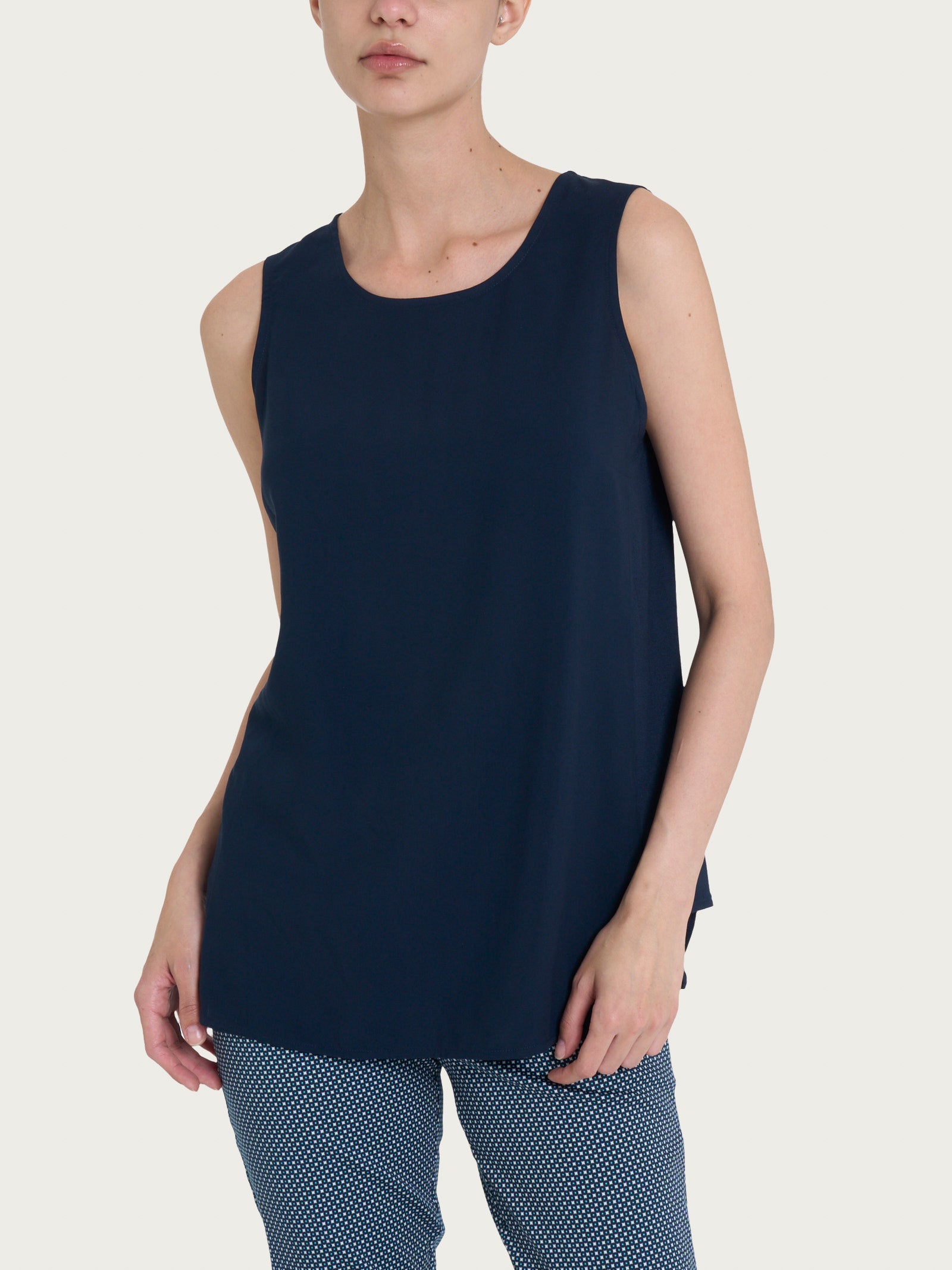 Top a spalla larga con inserto laterale in Misto Viscosa Blu Donna - Ragno