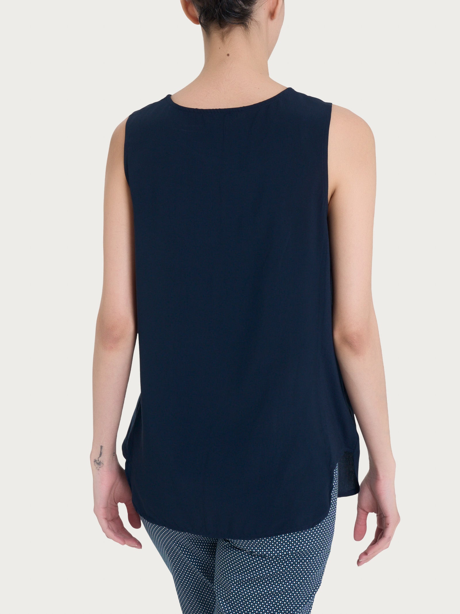 Top a spalla larga con inserto laterale in Misto Viscosa Blu Donna - Ragno