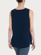 Top a spalla larga con inserto laterale in Misto Viscosa Blu Donna - Ragno
