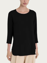 Maglia girocollo con inserto laterale in Misto Viscosa Neri Donna - Ragno