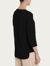 Maglia girocollo con inserto laterale in Misto Viscosa Neri Donna - Ragno