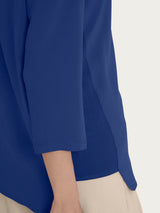 Maglia girocollo con inserto laterale in Misto Viscosa Blu Donna - Ragno