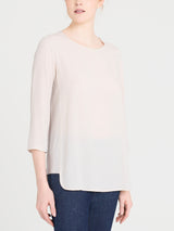 Maglia girocollo con inserto laterale in Misto Viscosa Bianchi Donna - Ragno