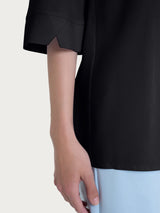 Blusa con scollo a V e manica 3/4 in Ecoseta Neri Donna - Ragno