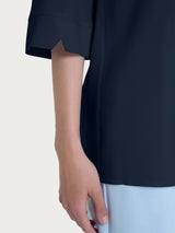 Blusa con scollo a V e manica 3/4 in Ecoseta Blu Donna - Ragno