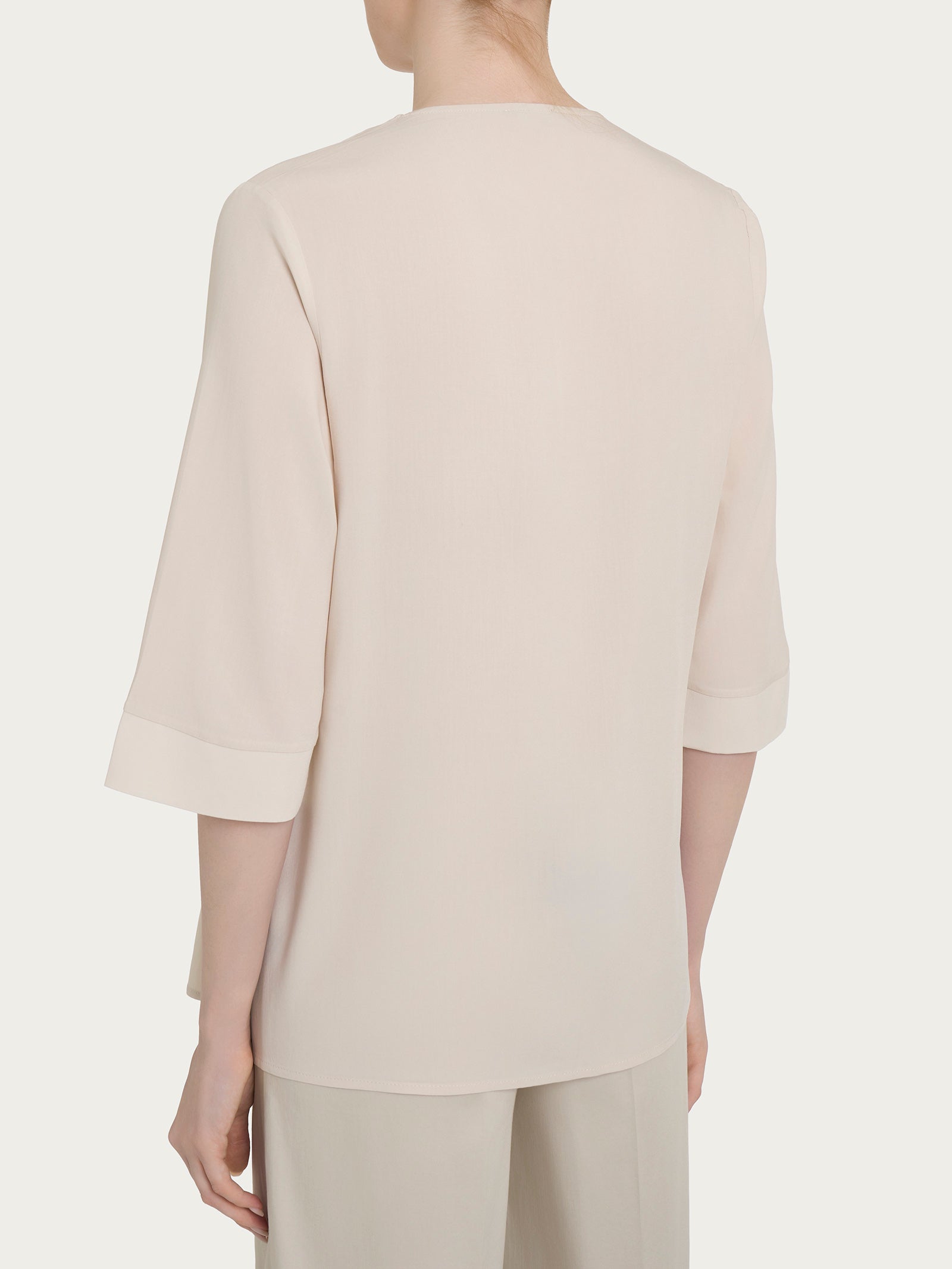 Blusa con scollo a V e manica 3/4 in Ecoseta Bianchi Donna - Ragno