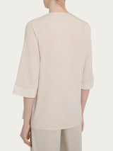 Blusa con scollo a V e manica 3/4 in Ecoseta Bianchi Donna - Ragno