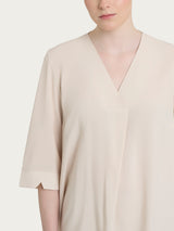 Blusa con scollo a V e manica 3/4 in Ecoseta Bianchi Donna - Ragno