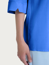 Blusa con scollo a V e manica 3/4 in Ecoseta Blu Donna - Ragno