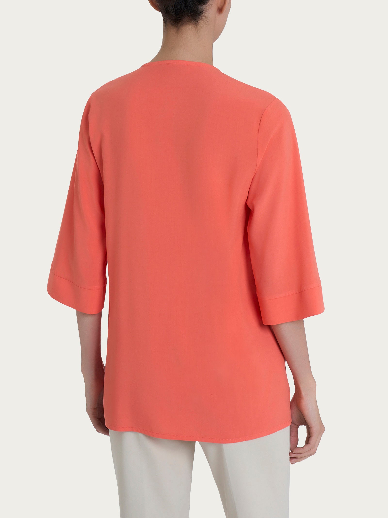 Blusa con scollo a V e manica 3/4 in Ecoseta Rosa Donna - Ragno