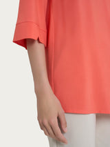 Blusa con scollo a V e manica 3/4 in Ecoseta Rosa Donna - Ragno