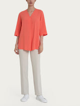 Blusa con scollo a V e manica 3/4 in Ecoseta Rosa Donna - Ragno