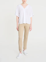 Blusa con scollo a V e manica kimono in Ecoseta Bianchi Donna - Ragno