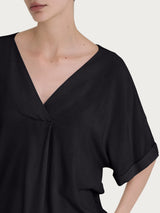 Blusa con scollo a V e manica kimono in Ecoseta Neri Donna - Ragno