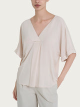 Blusa con scollo a V e manica kimono in Ecoseta Bianchi Donna - Ragno