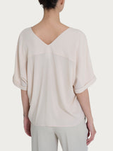 Blusa con scollo a V e manica kimono in Ecoseta Bianchi Donna - Ragno